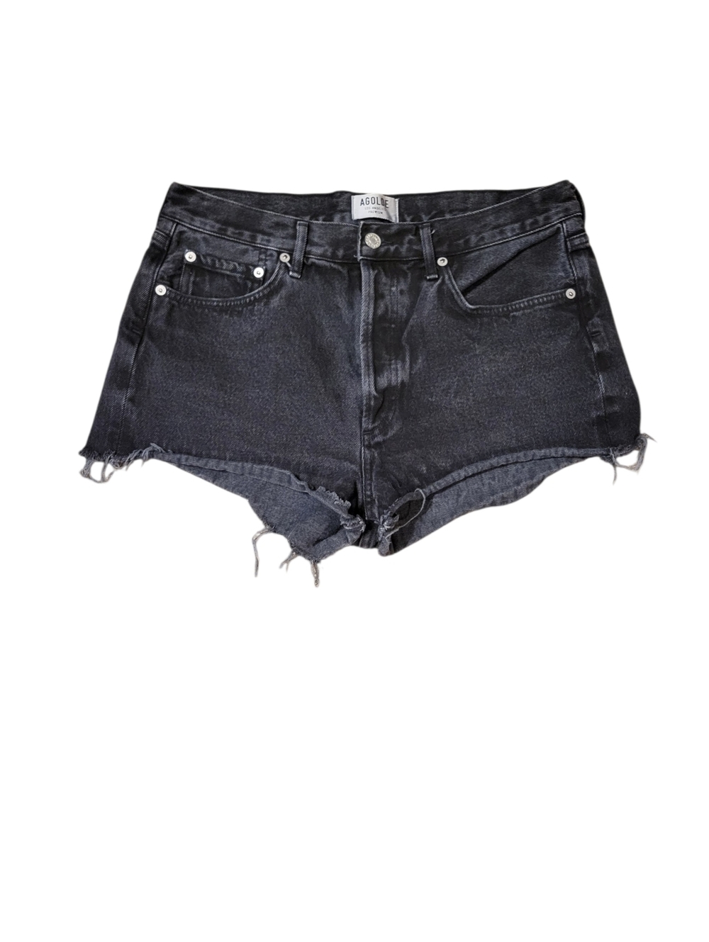 Agolde Black Cut Off Denim Shorts